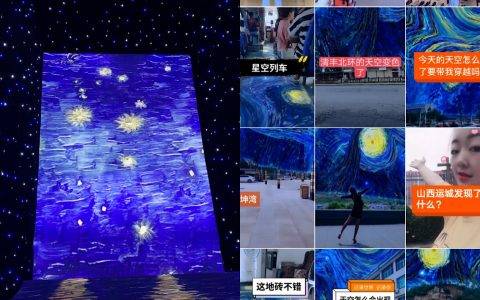 当梵高遇见快手：世界级名画嵌入高楼大厦，走进工地田间