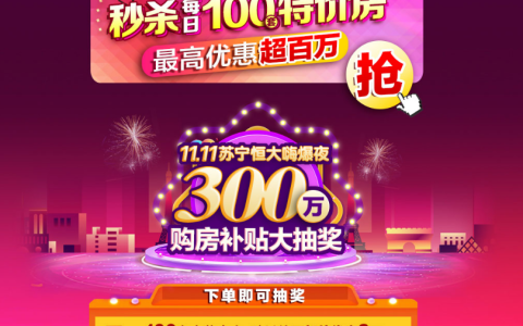 最后111套恒大新房 苏宁双十一0点开秒