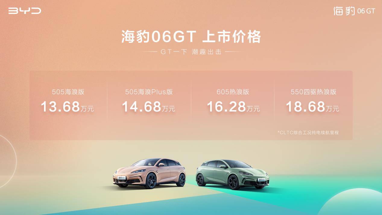 年轻人的第一台GT比亚迪海豹06GT 正式上市，售价13.68万元-18.68万元-第1张图片-安信龙年版