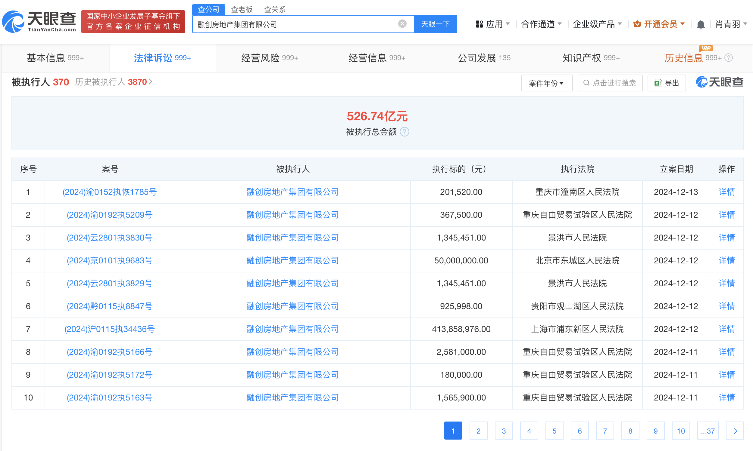 融创等被强制执行4.6亿