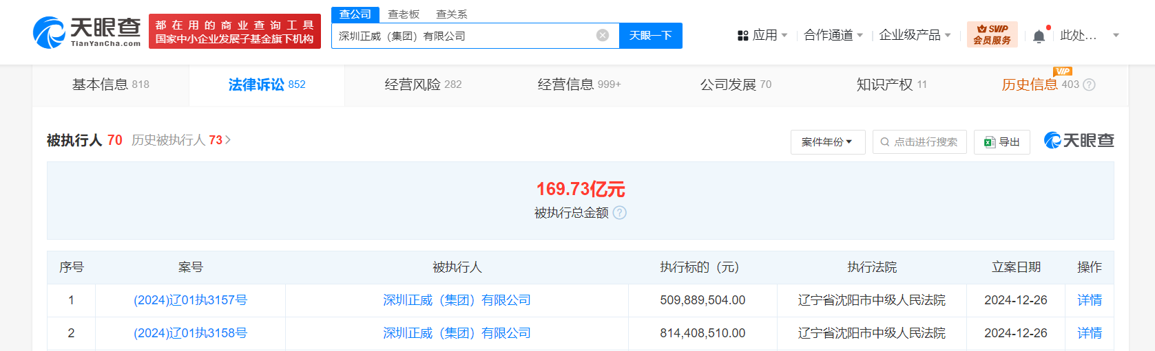 王文银及深圳正威等被强制执行13亿