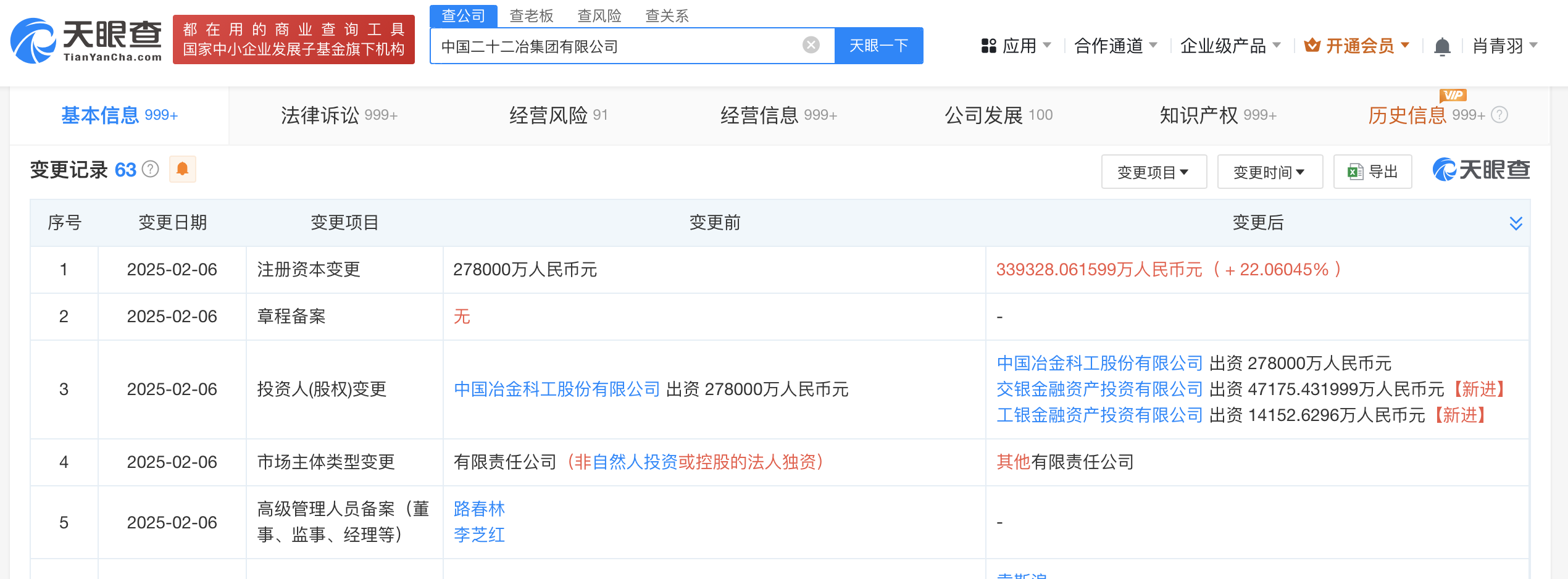 交银投资等入股中国二十二冶集团 中国二十二冶集团增资至33.9亿