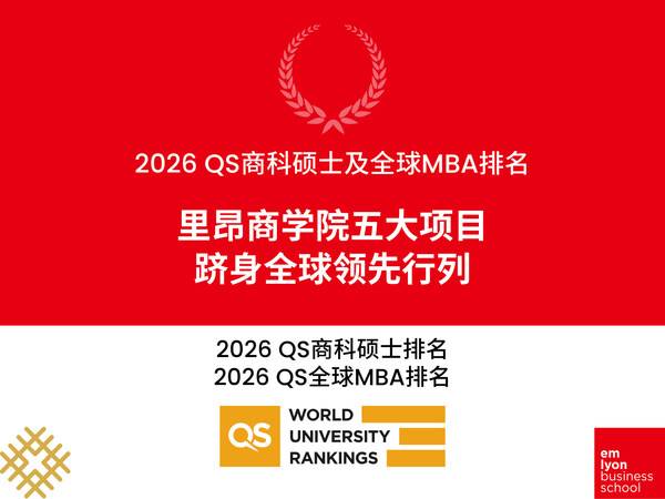 非凡荣耀，共铸辉煌 | 法国里昂商学院 QS 2026商科硕士及全球MBA排名再创佳绩！
