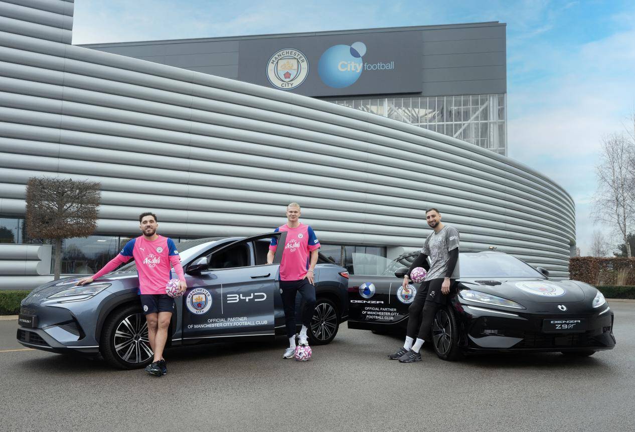 1. Main (first launch image) Players (Haaland, Donnarumma & Cherki) with BYD cars