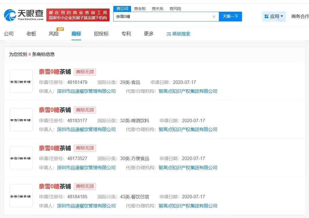 徐福记曾申请0糖咖啡糖商标