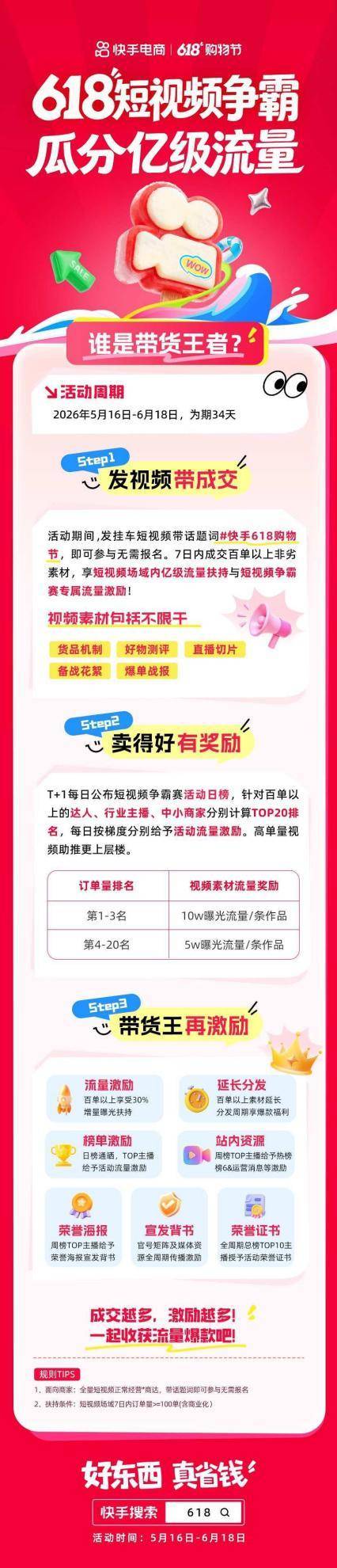 快手618开门红正式开启，多重福利玩法与爆款补贴集中上线
