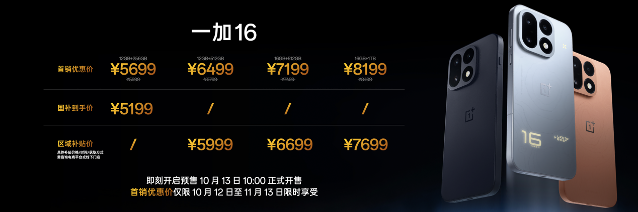 一加 16 国补到手价 5199 元起，性能之上，解锁更强